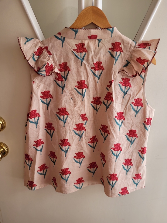 Pink Floral Ruffle Sleeveless Top - Picture 2 of 7